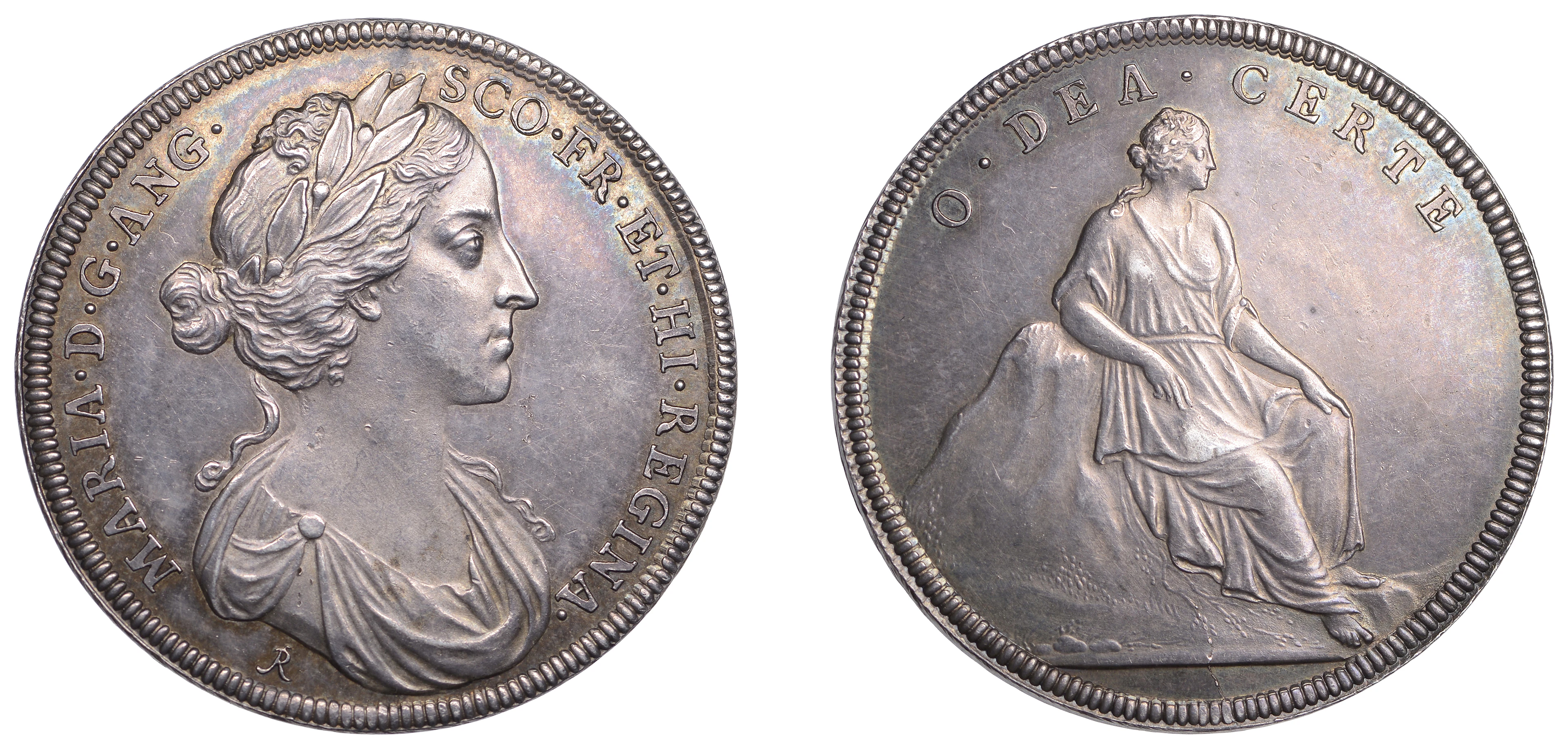 Mary of Modena, Coronation, 1685, a silver medal by J. Roettier, laureate