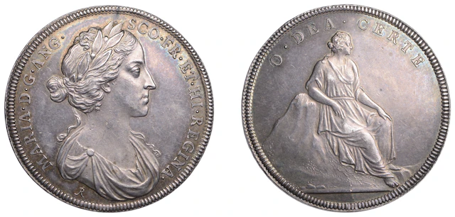 Mary of Modena, Coronation, 1685, a silver medal by J. Roettier, laureate