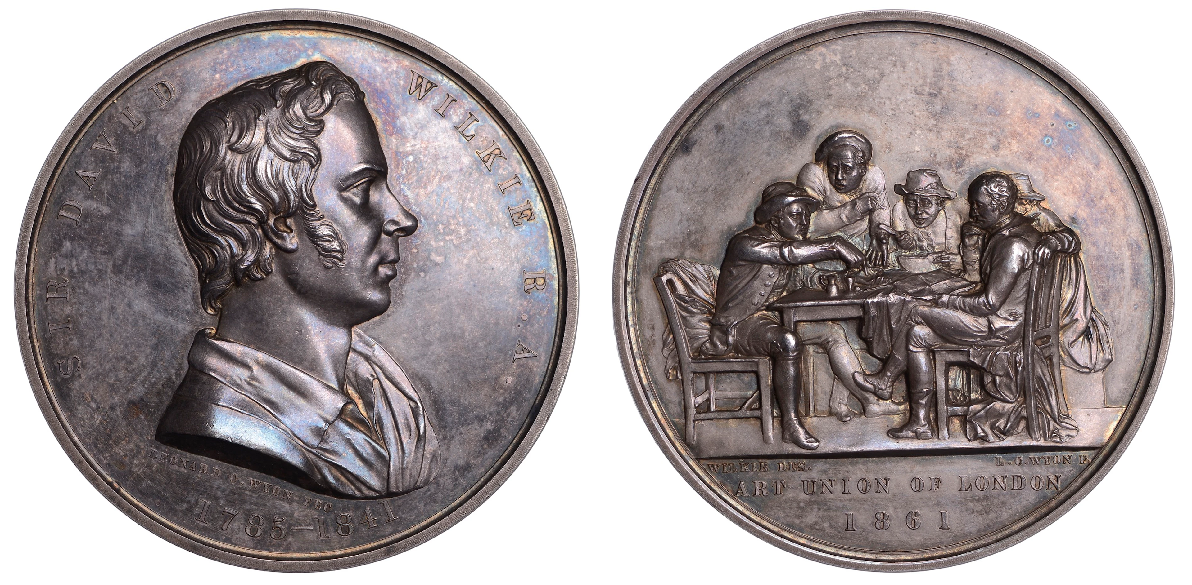 Sir David Wilkie, 1861, a silver medal by L.C. Wyon for the Art Union