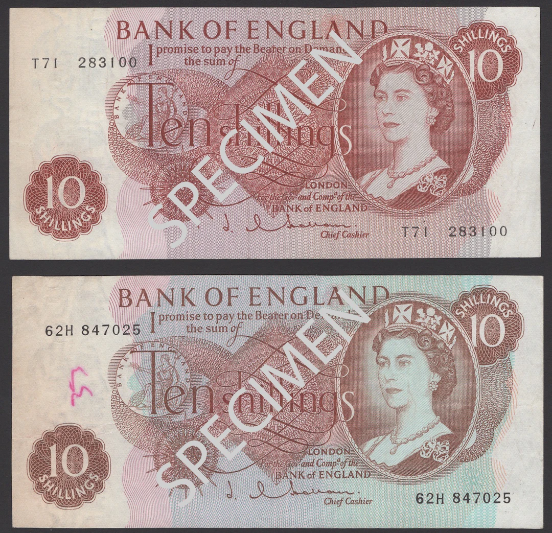 Bank of England, Jasper Q. Hollom, 10 Shillings (2), 4 April 1963