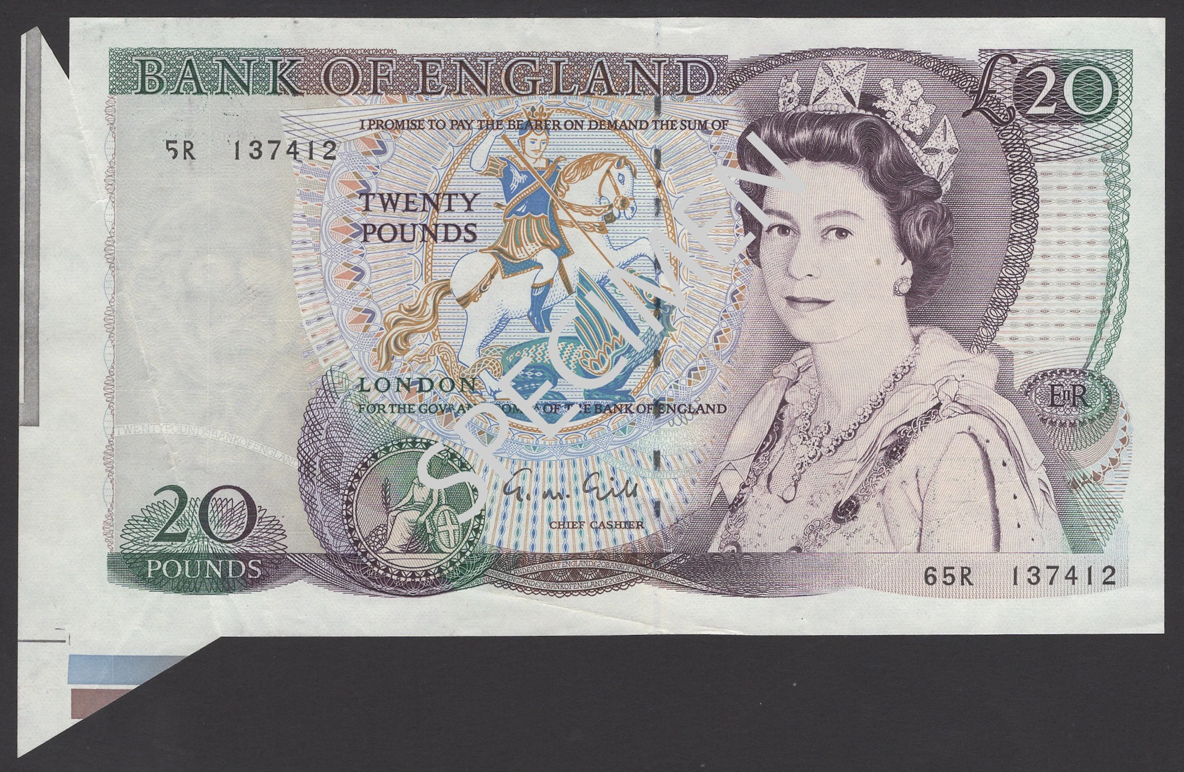ERROR: Bank of England, George M. Gill, £20, 1 March 1988, serial