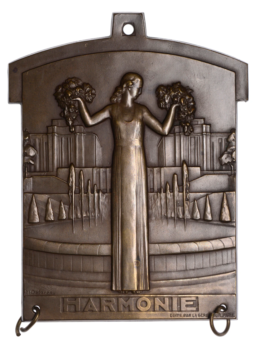 FRANCE, Harmonie, 1937, an Art Déco repoussé bronze calendar holder