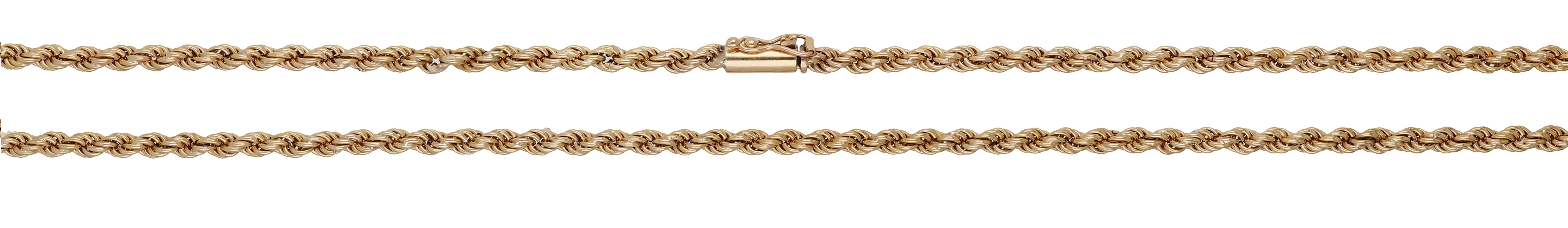 A ropetwist chain, to polished barrel clasp, stamped ‘750’, length