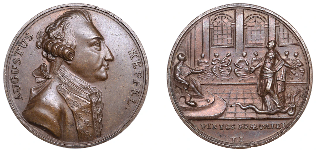 The Acquittal of Admiral Keppel, 1779, a bronze medal by T. Lyng