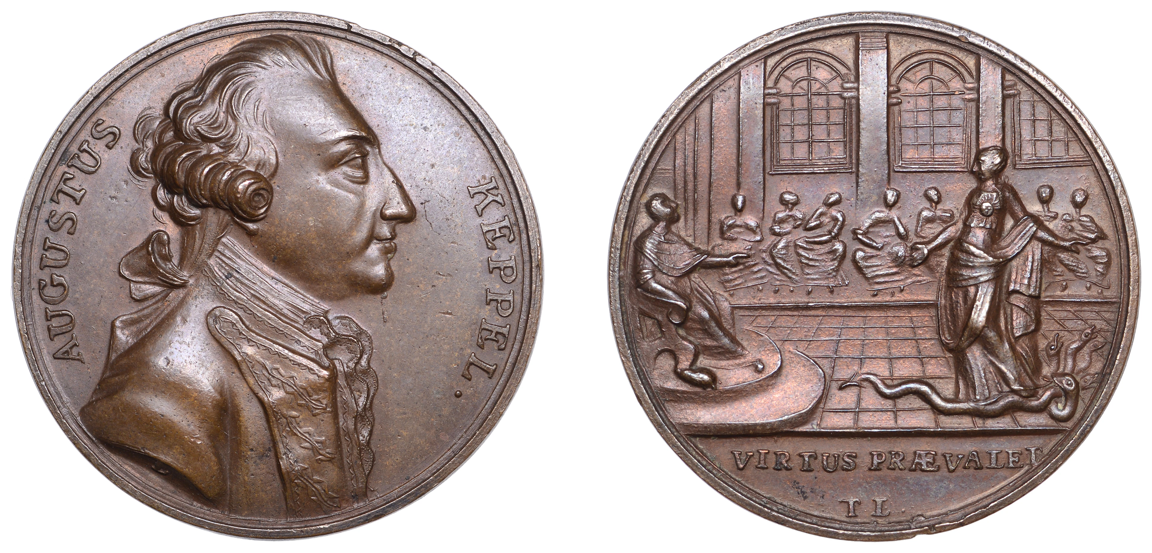 The Acquittal of Admiral Keppel, 1779, a bronze medal by T. Lyng
