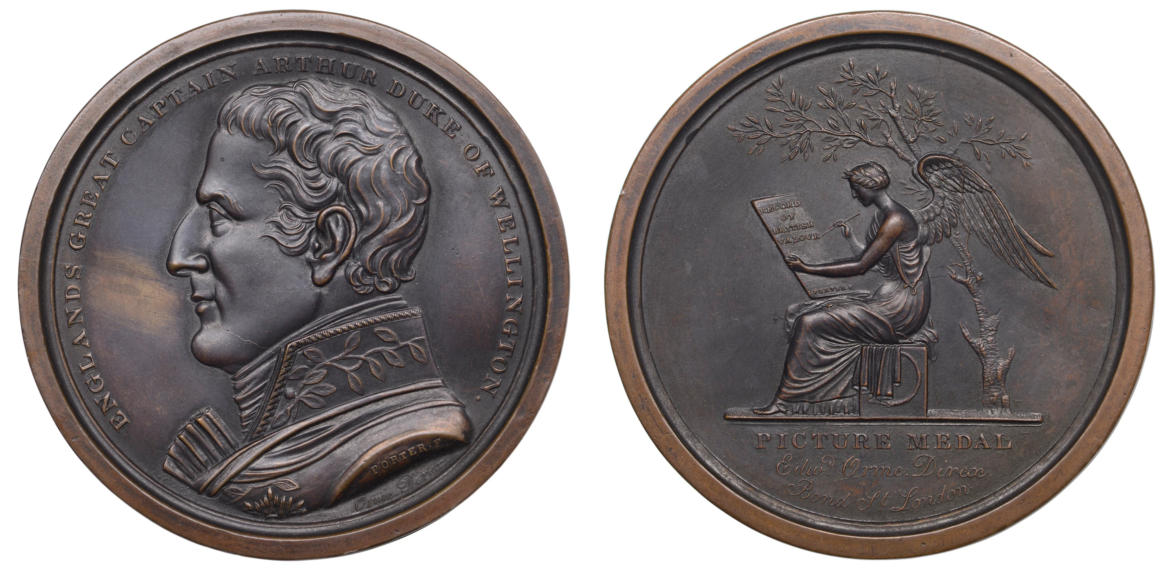 British Battles, a copper box medal by J. Porter for E. Orme, uniformed