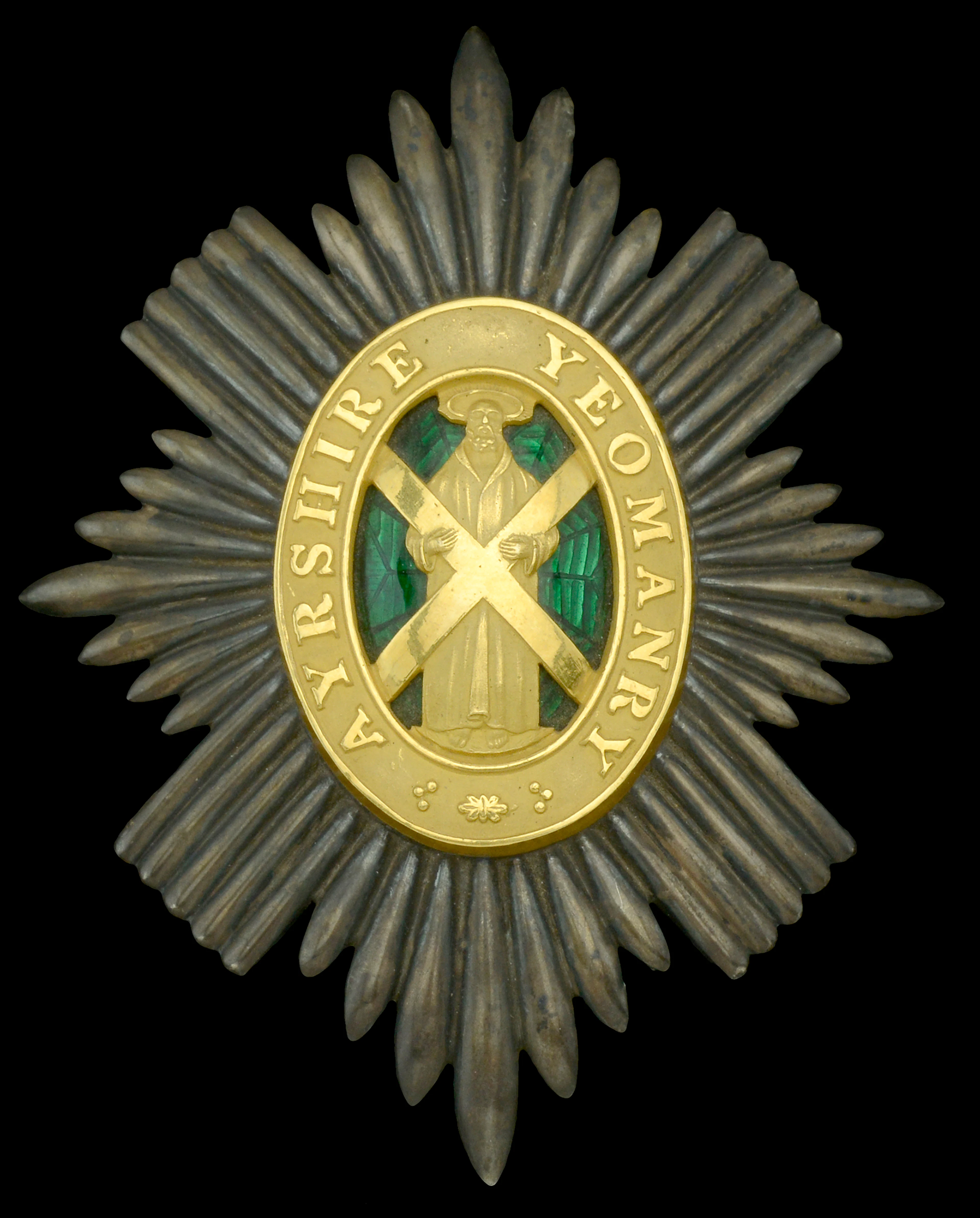 Ayrshire Yeomanry Officer's Helmet Plate. An excellent and scarce