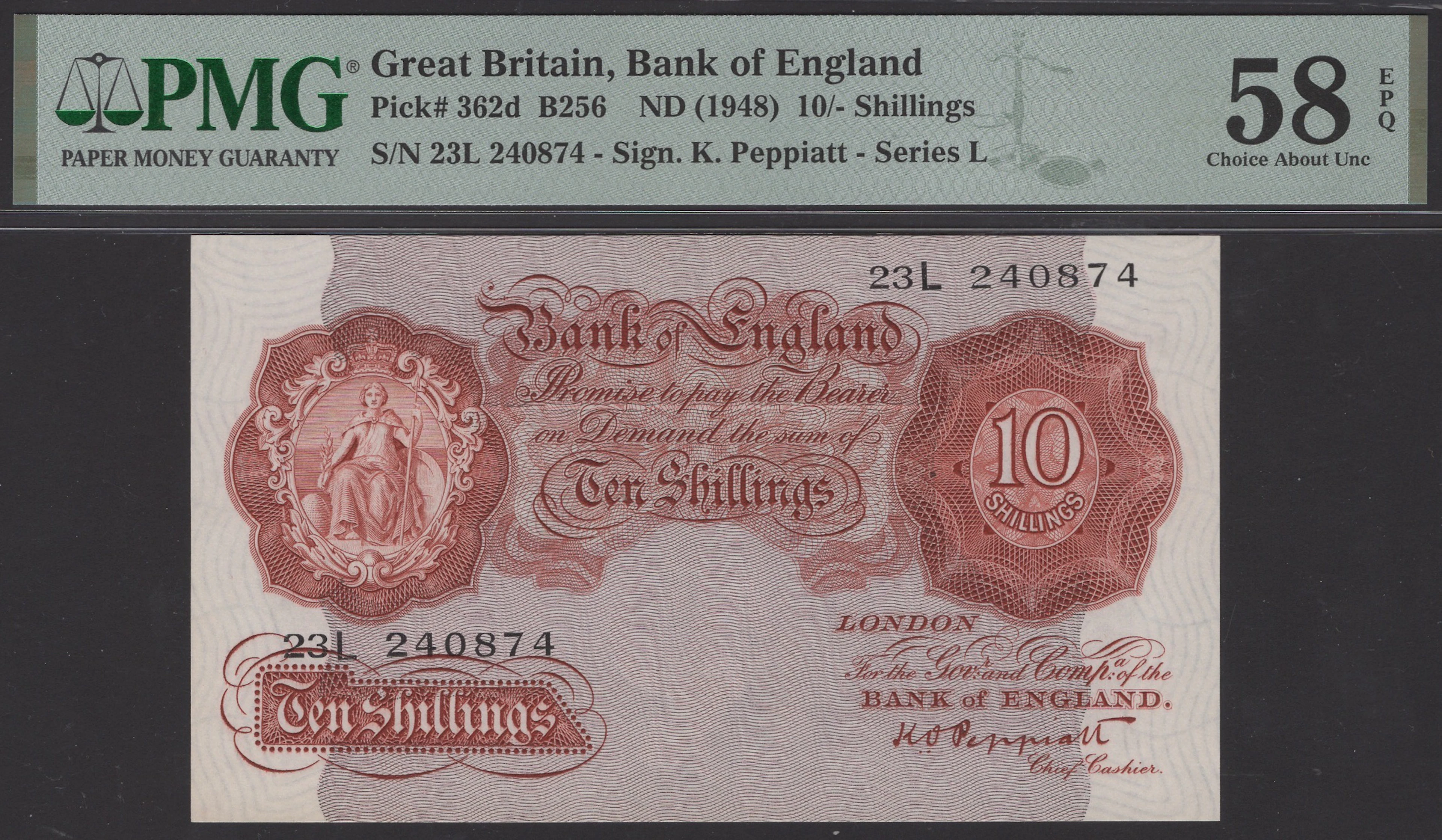 Bank of England, Kenneth O. Peppiatt, 10 Shillings, 17 June 1948