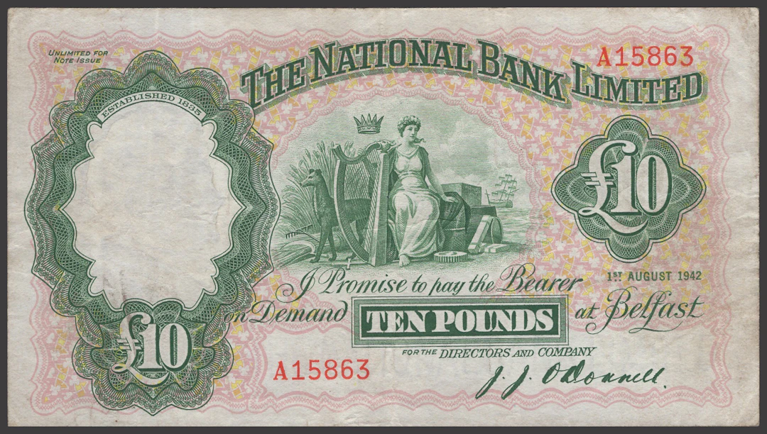 The National Bank Limited, £10, 1 August 1942, serial number A15863