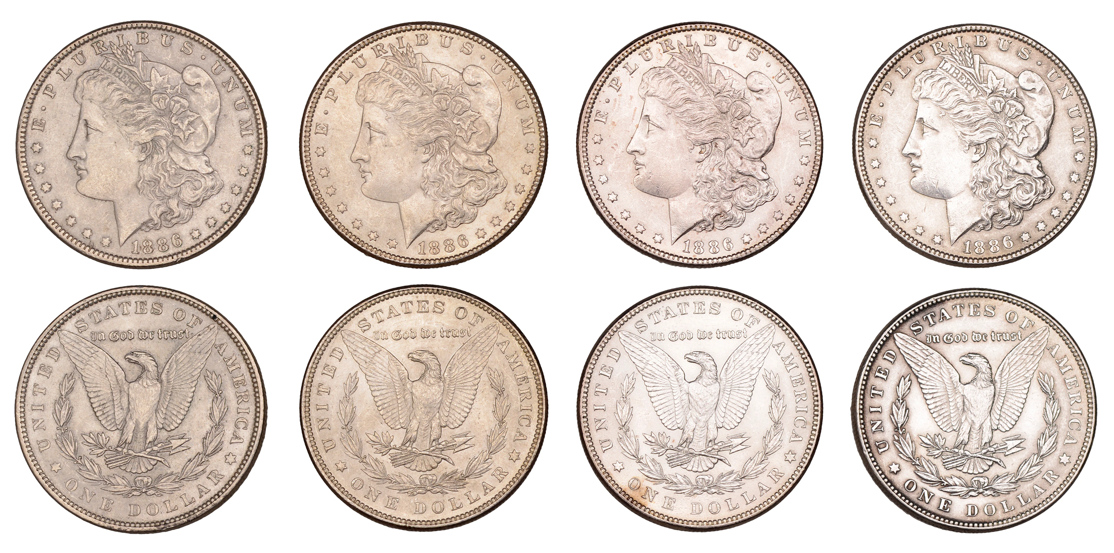 United States of America, Dollars (4), all 1886, Philadelphia (KM
