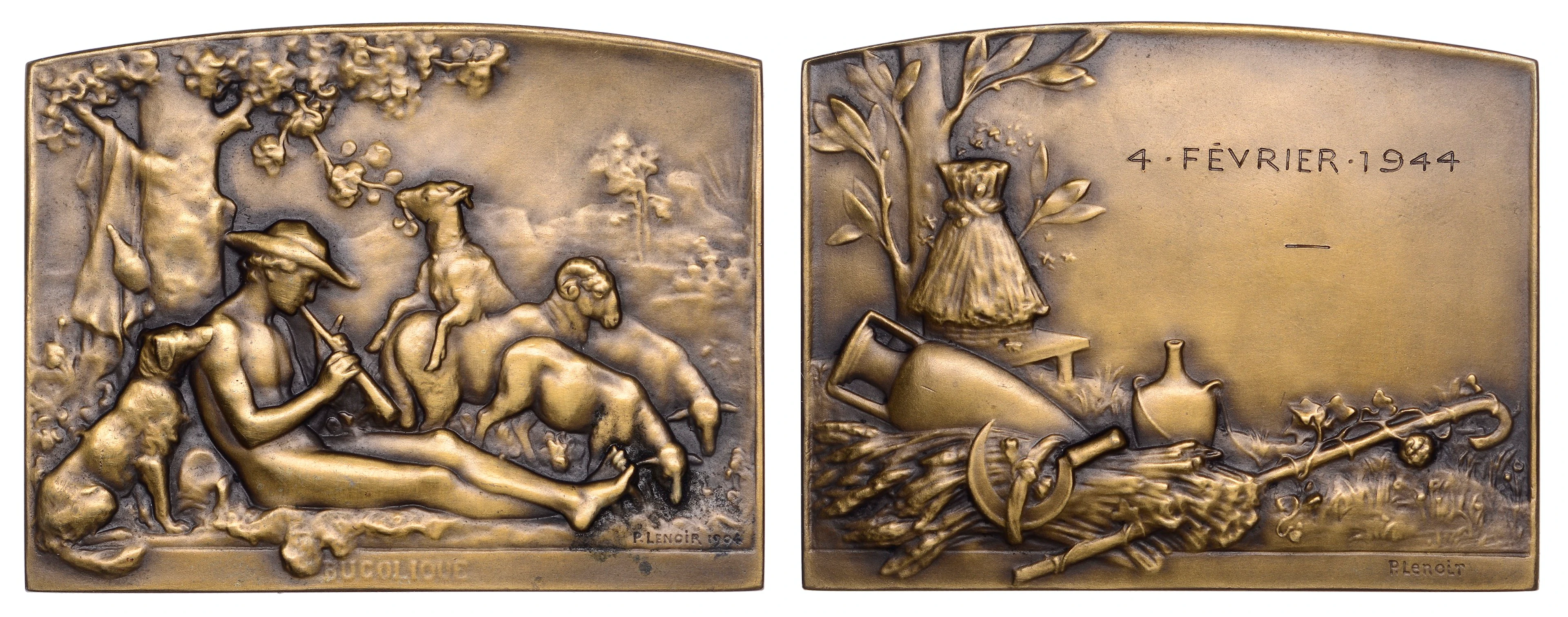 FRANCE, Bucolique [Bucolic], 1904, an Art Nouveau bronze award plaque