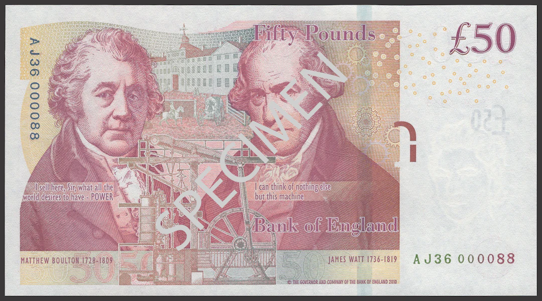 Bank of England, Victoria Cleland, £50, 3 March 2015, serial number