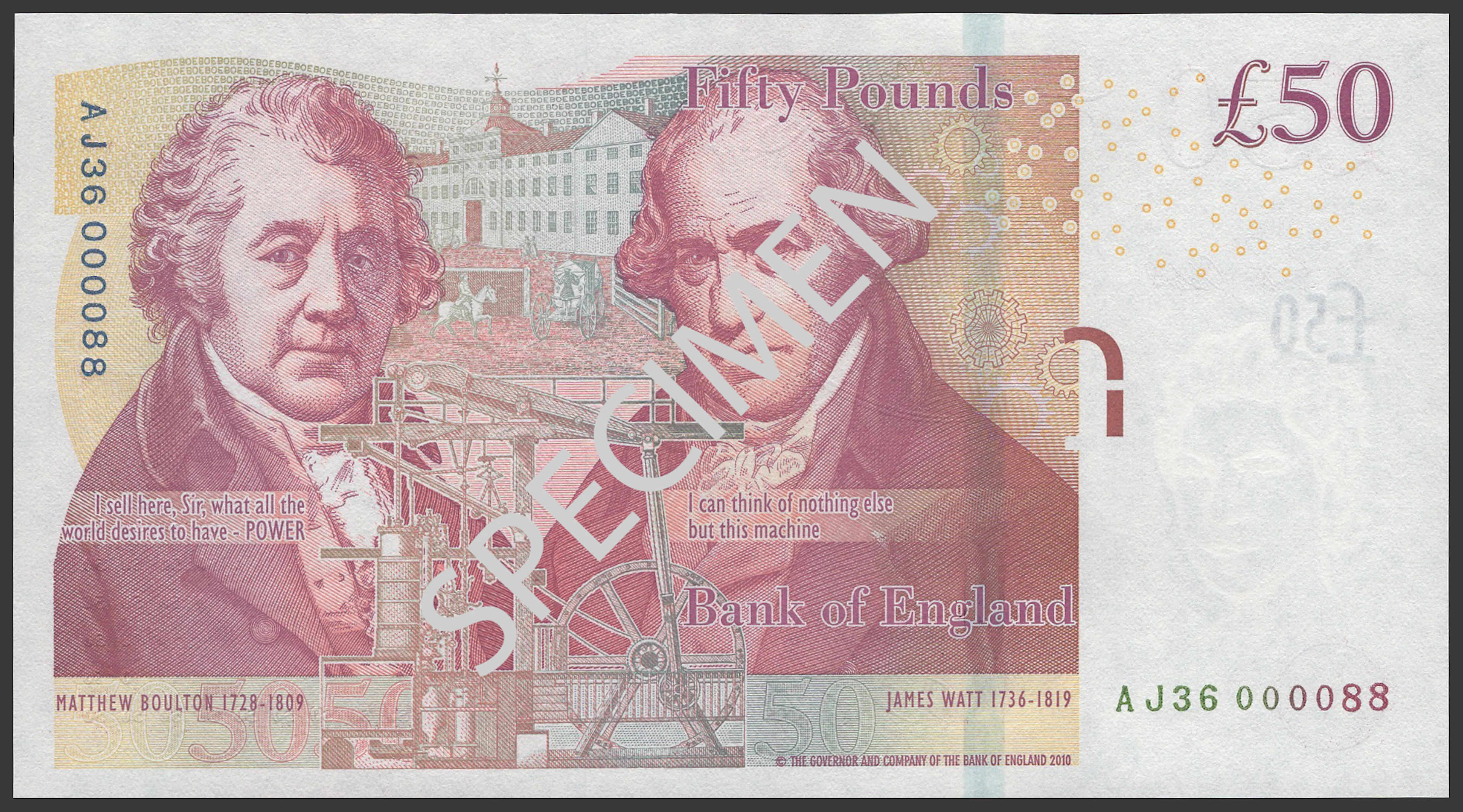 Bank of England, Victoria Cleland, £50, 3 March 2015, serial number
