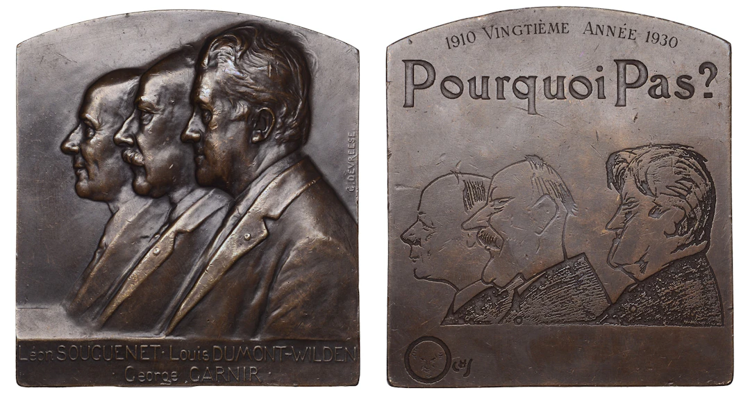 BELGIUM, Pourquoi Pas? [Why Not], 1930, a bronze plaque by G. Devreese