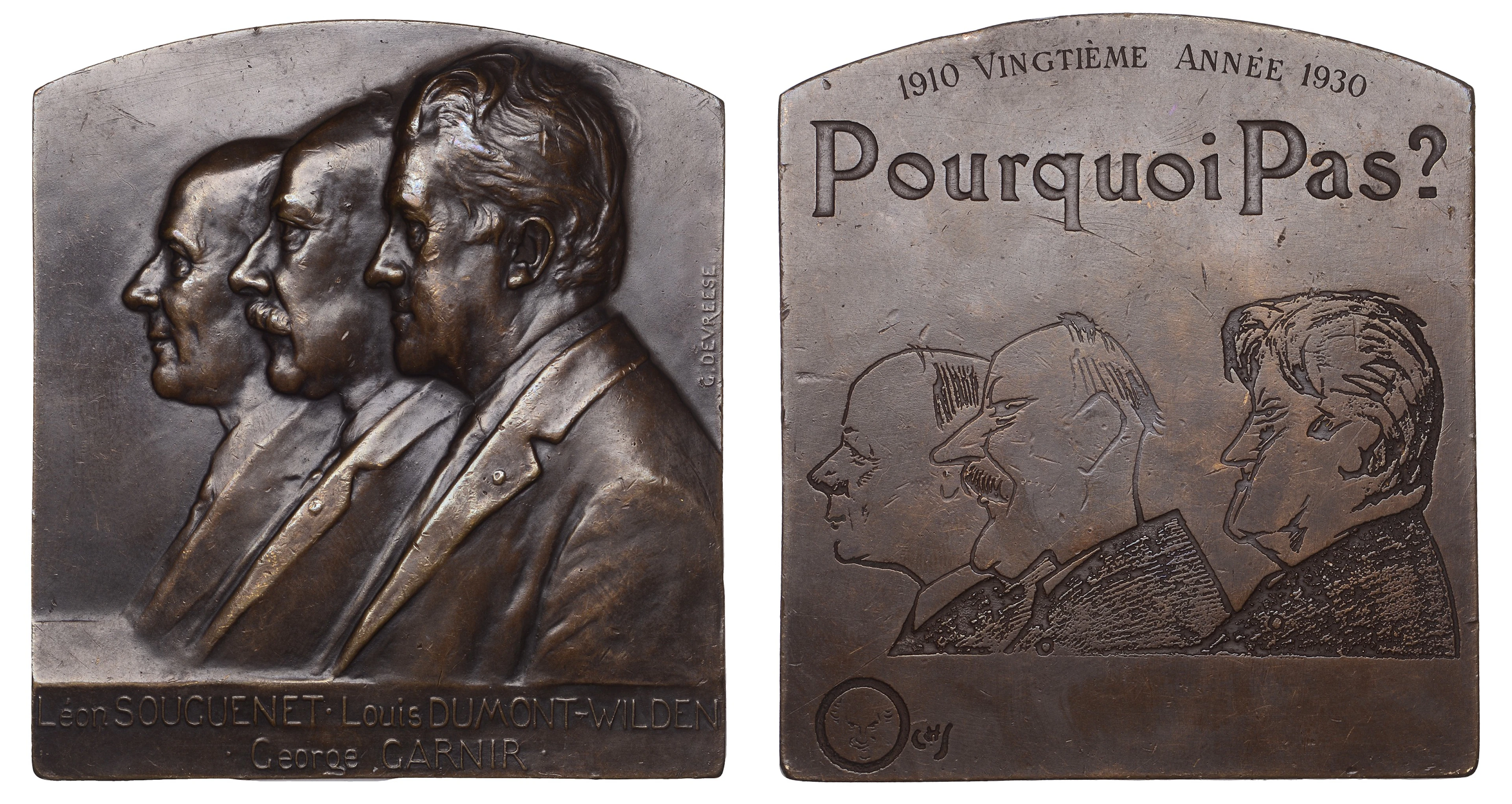 BELGIUM, Pourquoi Pas? [Why Not], 1930, a bronze plaque by G. Devreese