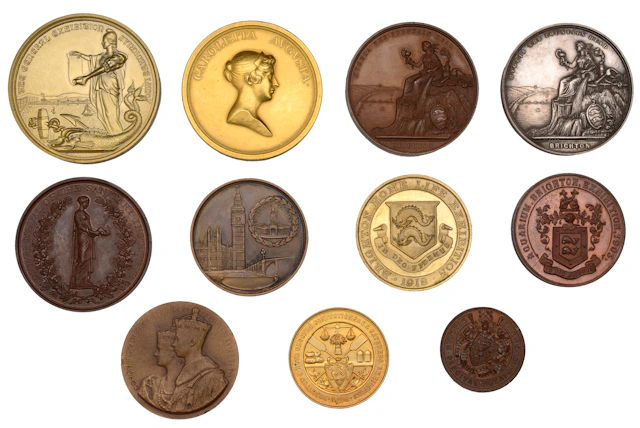Proclamation of the Brighton Fete by Princess Charlotte, 1816, a gilt-bronze