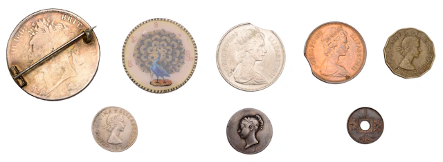 Miscellaneous coins (8), including mint errors and enamel pieces