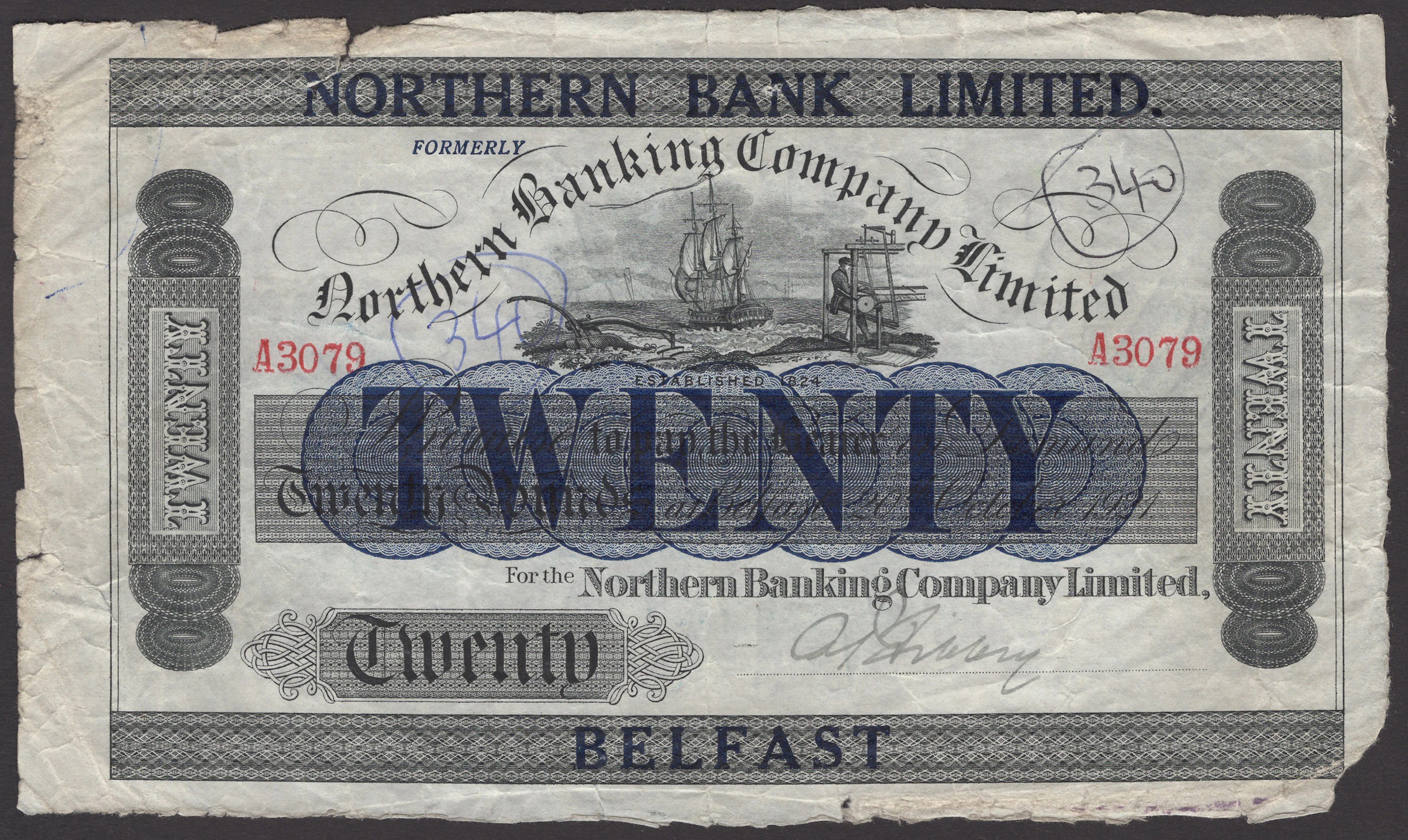 Northern Banking Company Limited, £20, 20 October 1921 (1929), serial