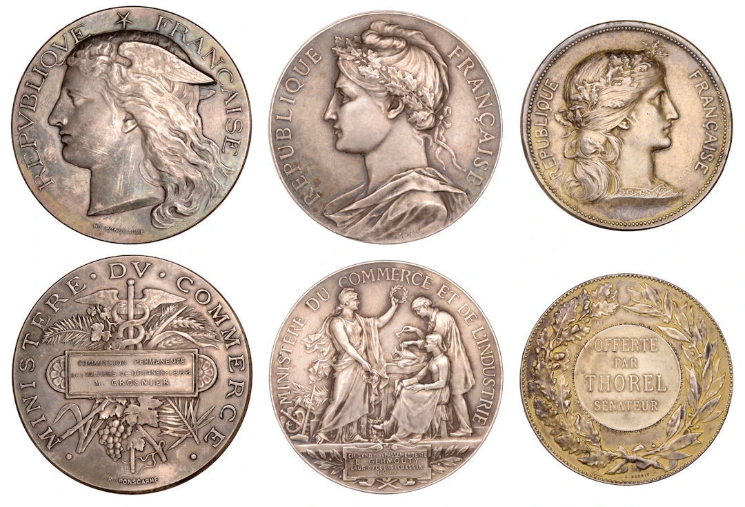 France, République Française, silver award medals (3), c. 1880, by