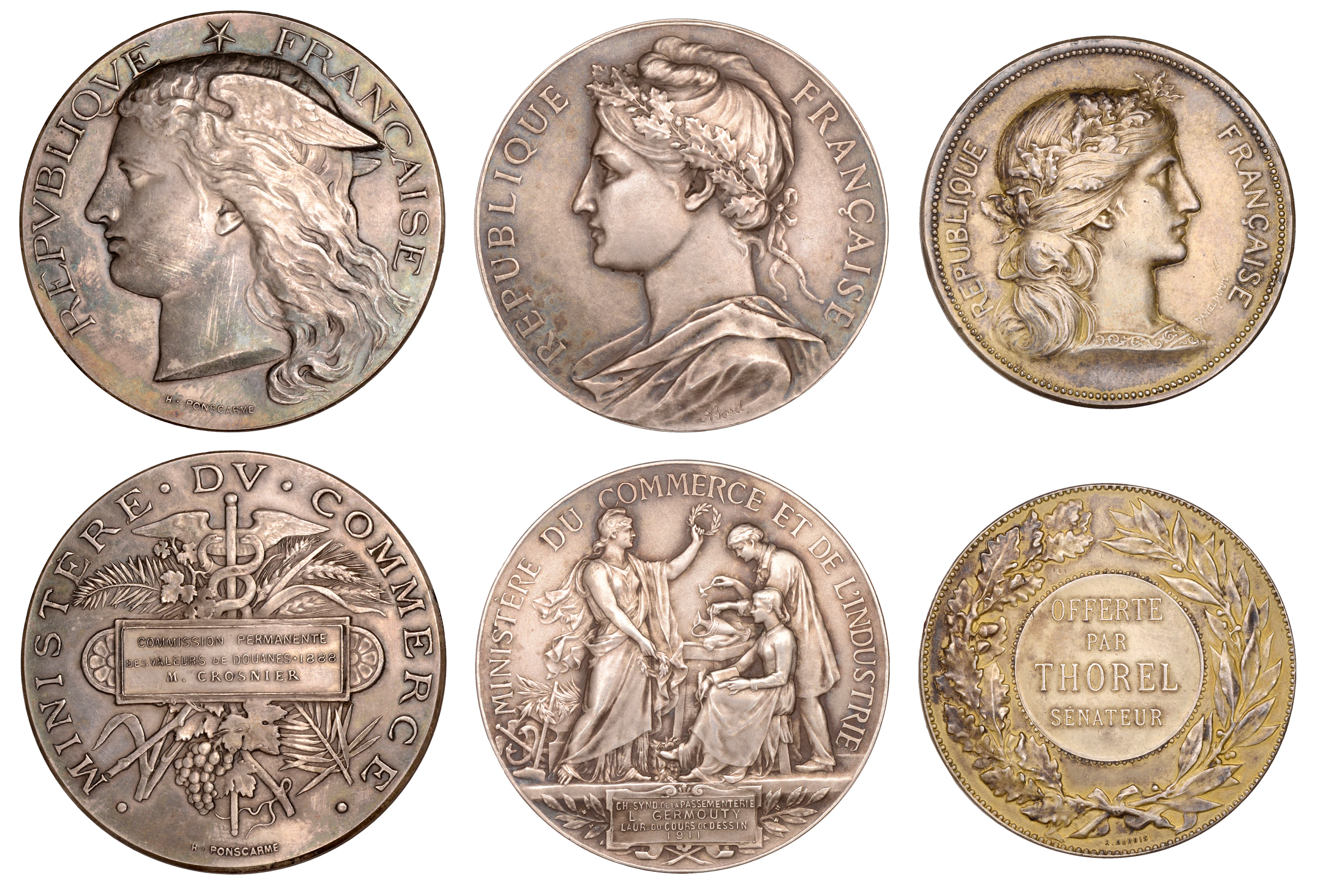 France, République Française, silver award medals (3), c. 1880, by