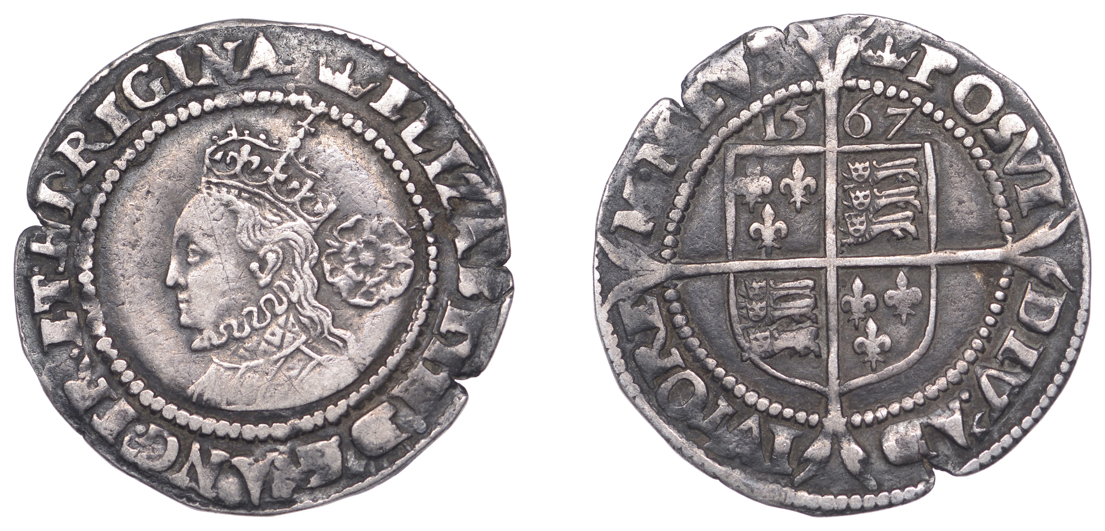 Elizabeth I (1558-1603), Third issue, Sixpence, 1567, mm. coronet