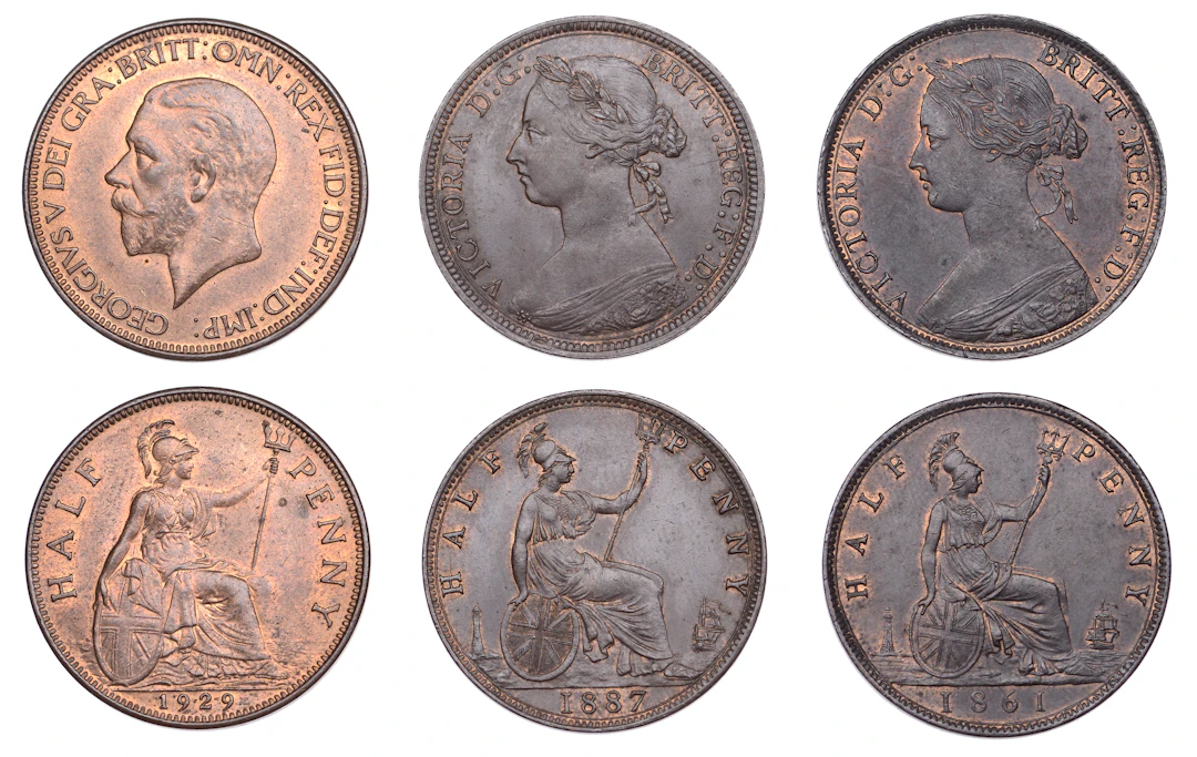 Victoria, Halfpennies (2), 1861, 4 berries, 1887 (F 272, 358; BMC