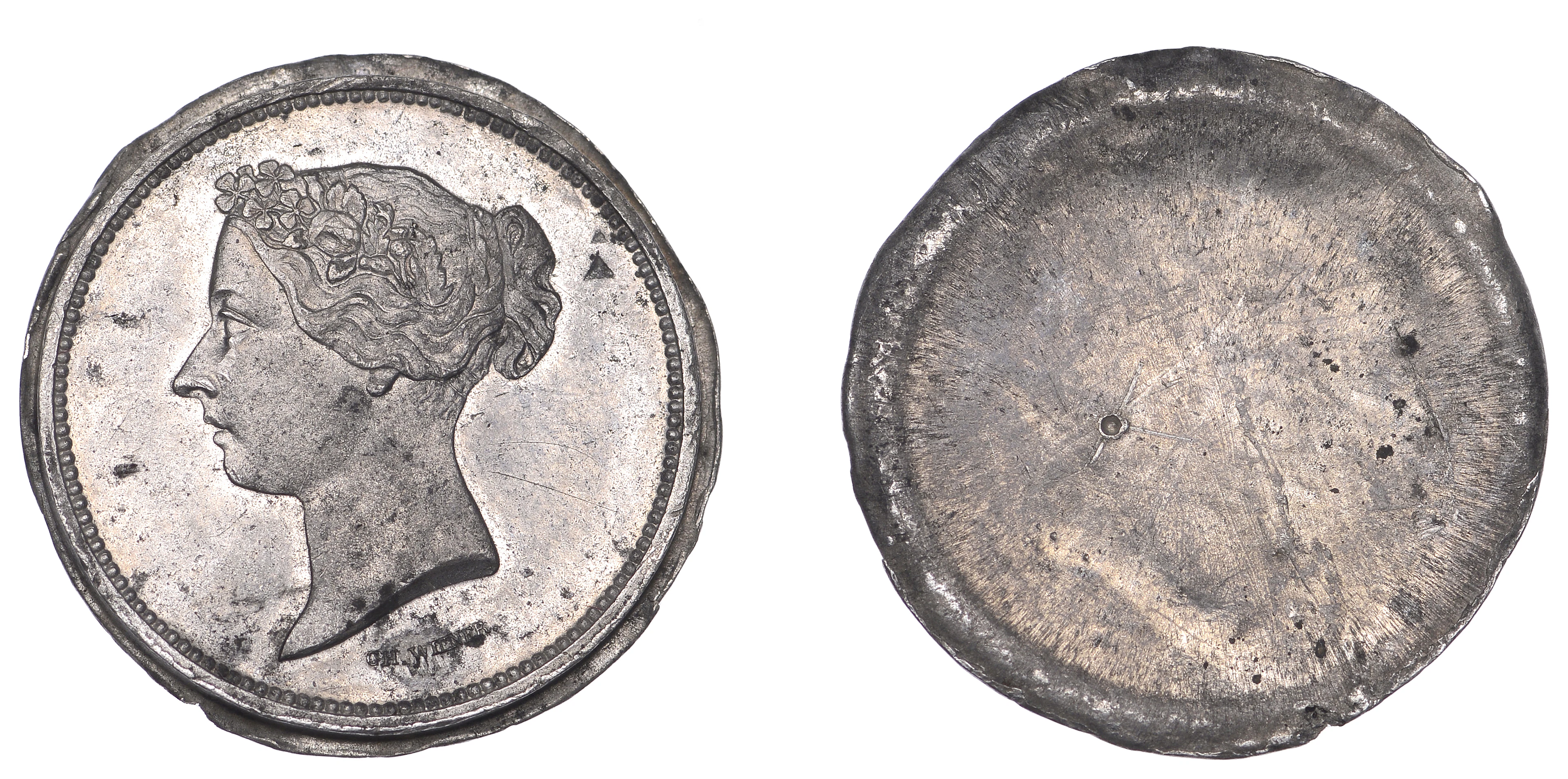 Victoria (1837-1901), Uniface trial for the obv. of a Pattern Shilling