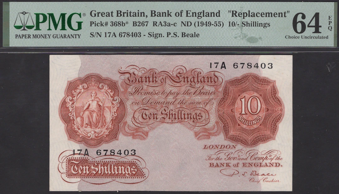 Bank of England, Percival S. Beale, replacement 10 Shillings, 17 March