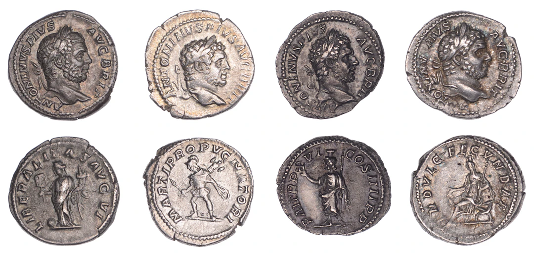 Caracalla (198-217), Denarii (4), 213, laureate and bearded head right