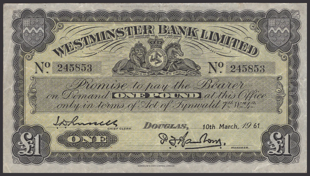 Westminster Bank Limited, £1, 10 March 1961, serial number 245853