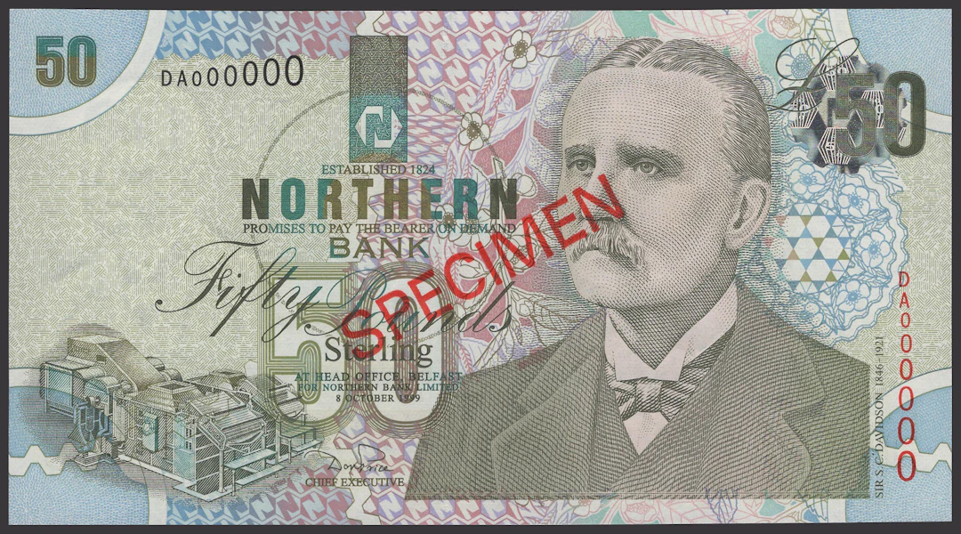 Northern Bank Limited, specimen £50, 8 October 1999, serial number