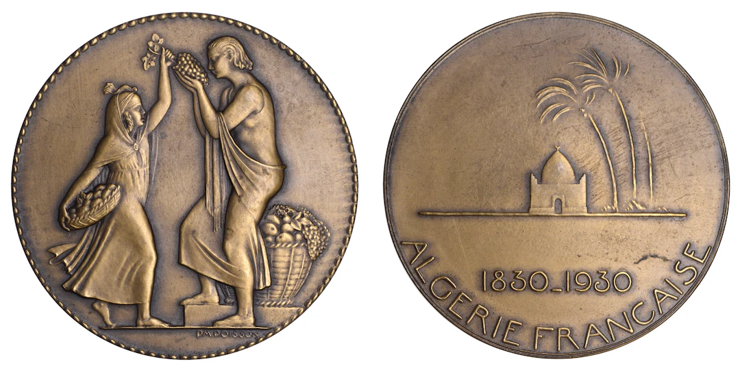 ALGERIA, Centenaire de l’Algerie, 1930, an Art Déco bronze medal by