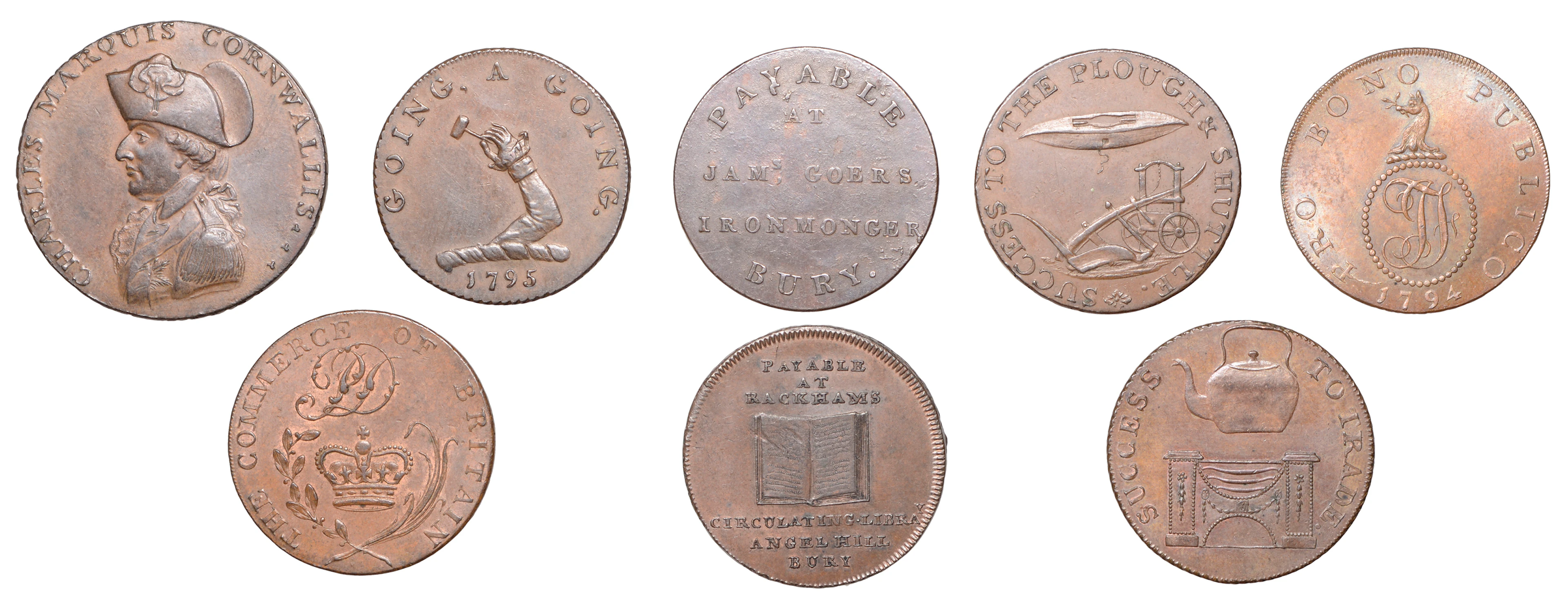 18th Century Tokens, SUFFOLK, Bury St Edmunds, Michael Apsey, Halfpenny