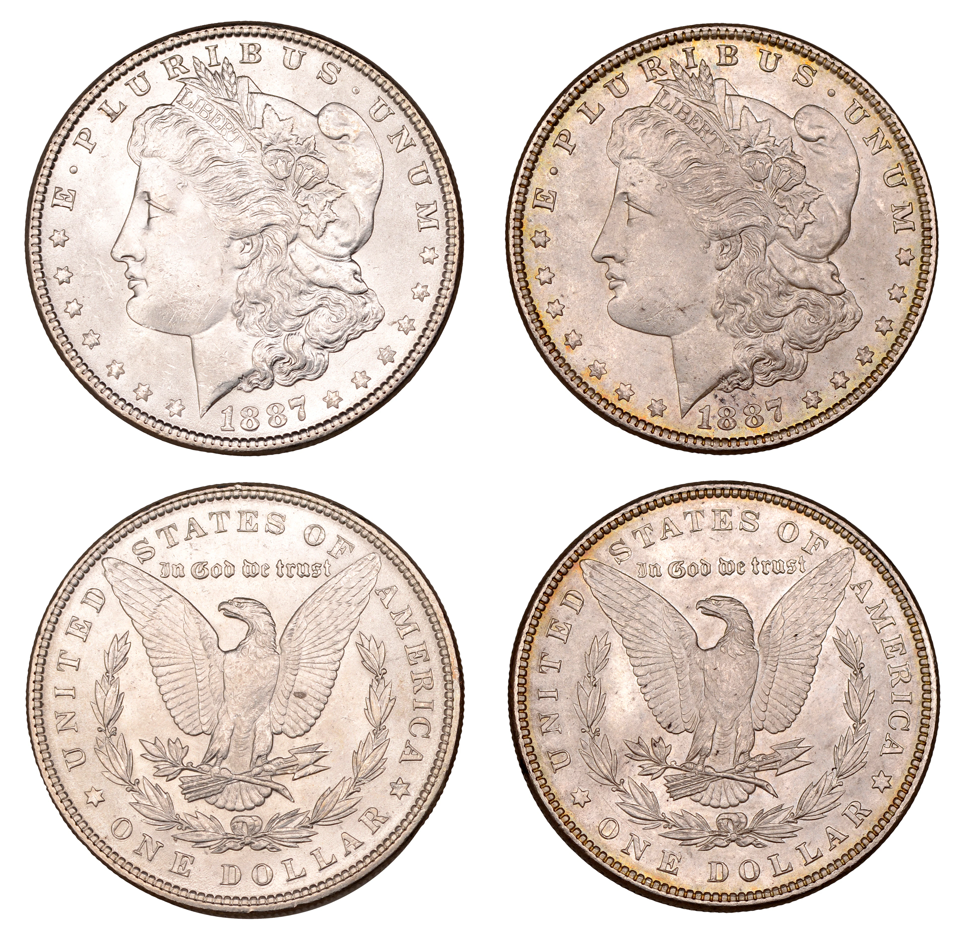 United States of America, Dollars (2), both 1887, Philadelphia (KM