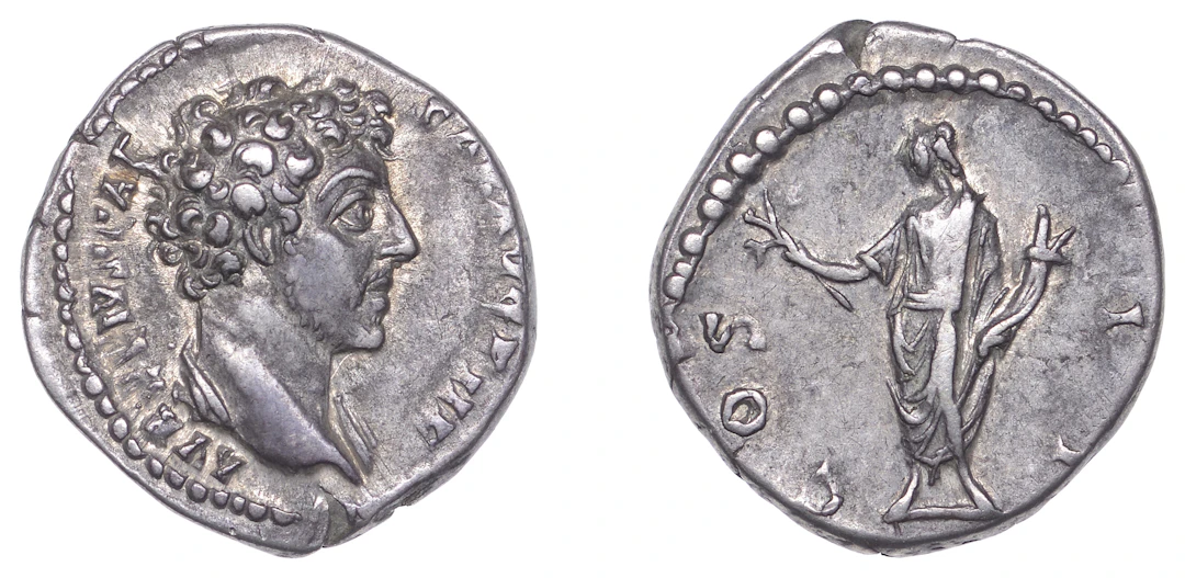 Marcus Aurelius (Cæsar 139-161), Denarius, 145-60, bare head right