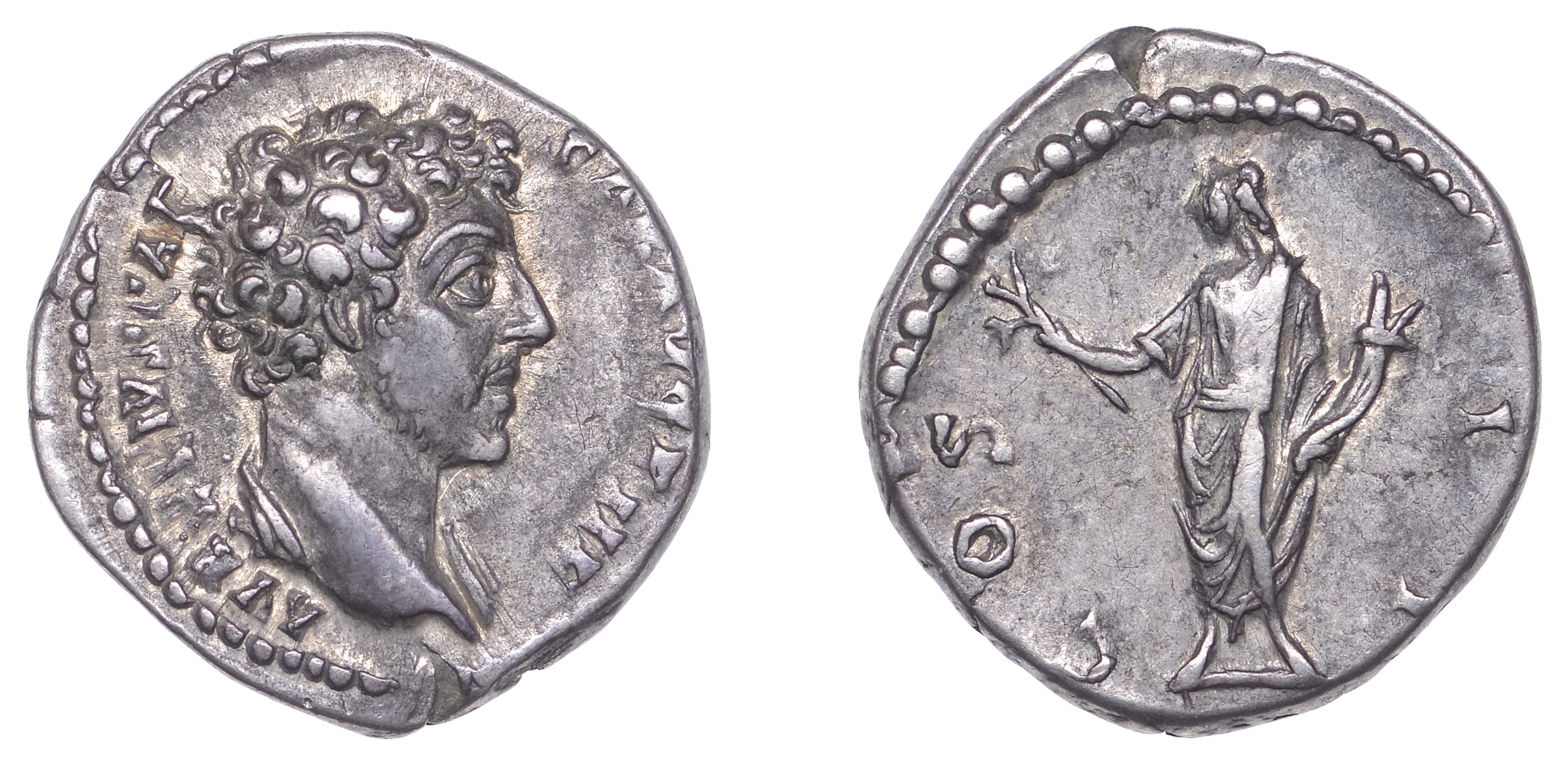 Marcus Aurelius (Cæsar 139-161), Denarius, 145-60, bare head right