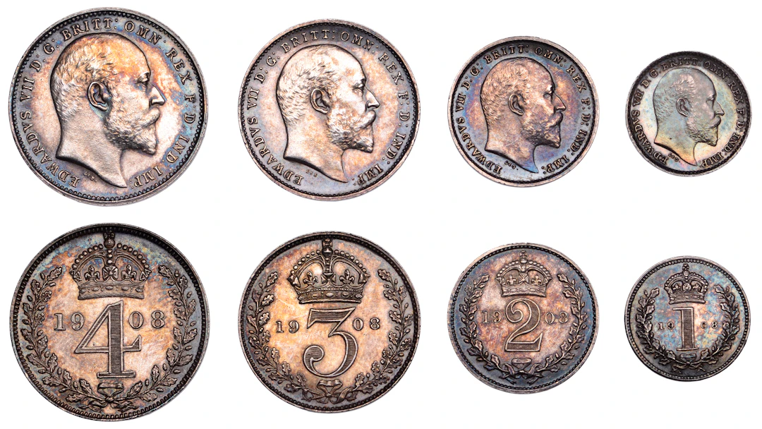 Edward VII (1901-1910), Maundy Set, 1908 (ESC 3614; S 3985). Toned