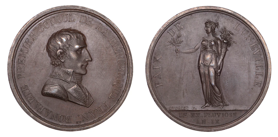 FRANCE, Paix de Lunéville [Peace of Lunéville], 1801, a copper medal