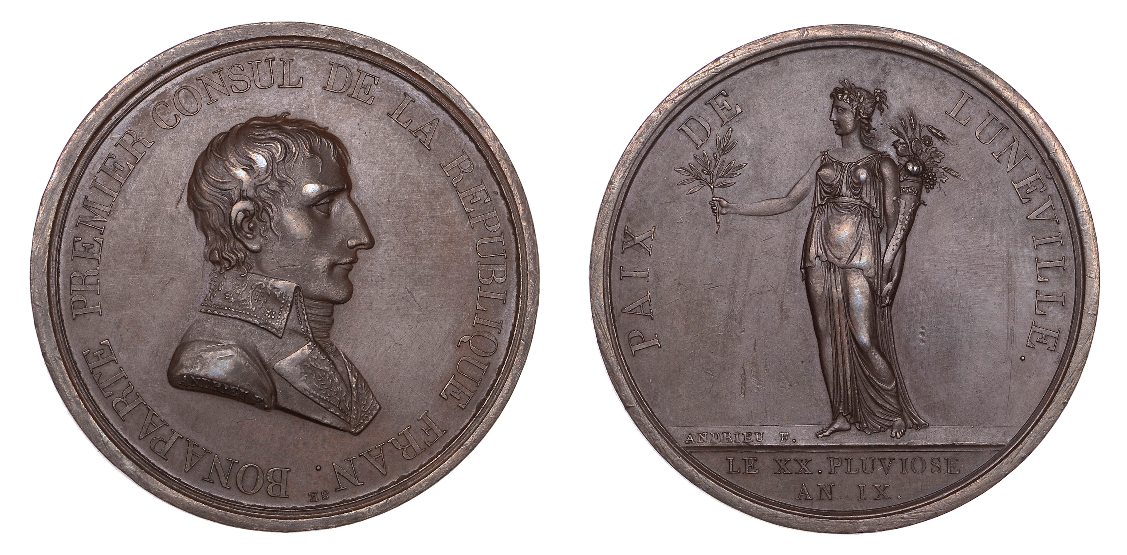 FRANCE, Paix de Lunéville [Peace of Lunéville], 1801, a copper medal