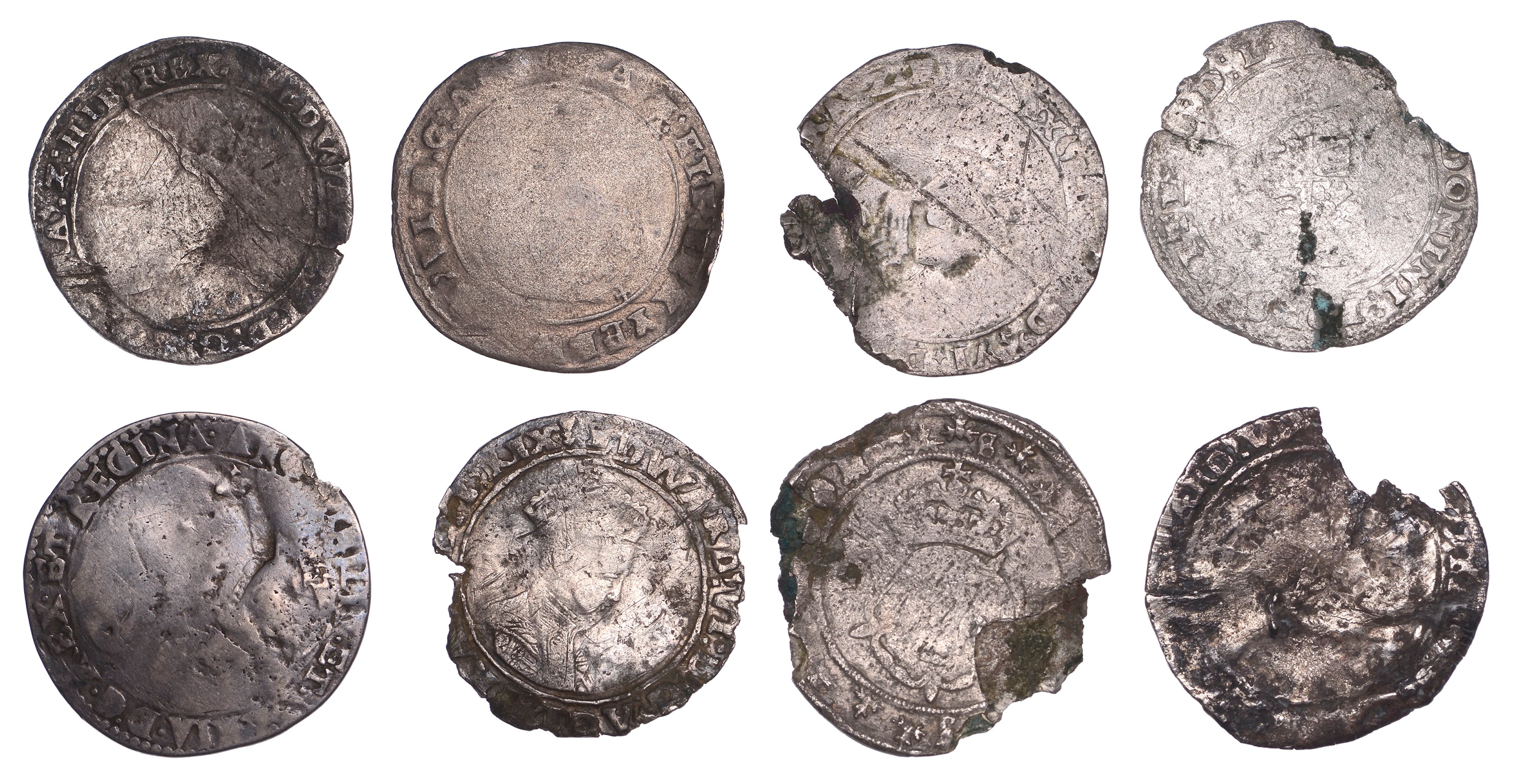 Miscellaneous Lots, Shillings (8), Henry VIII (1), Edward VI (6)