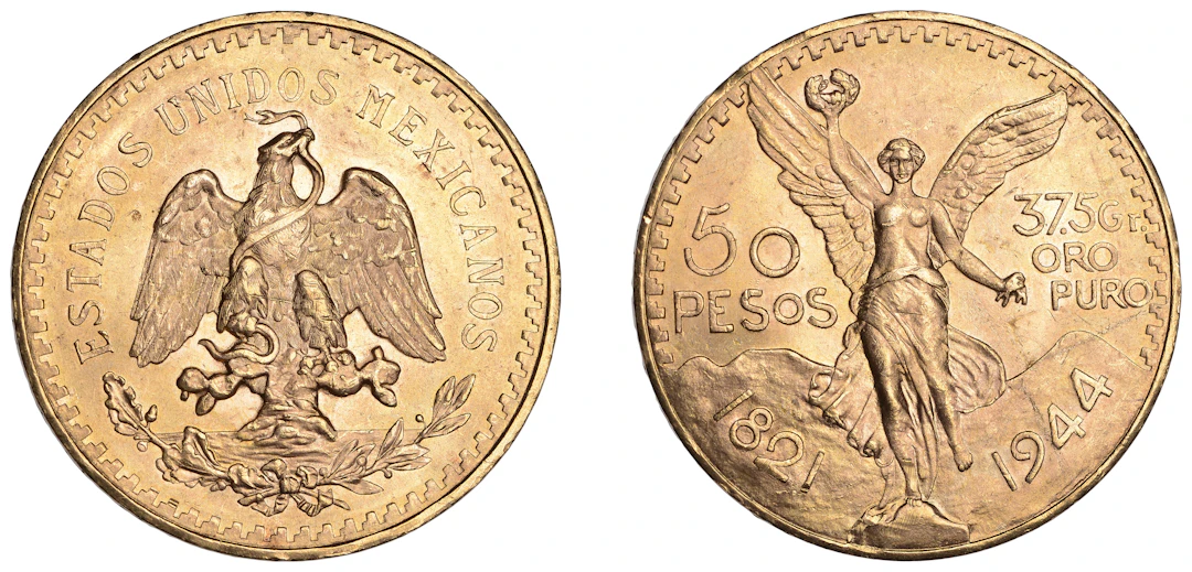 Mexico, Republic, 50 Pesos, 1944, Mexico City (KM 481). Lustrous