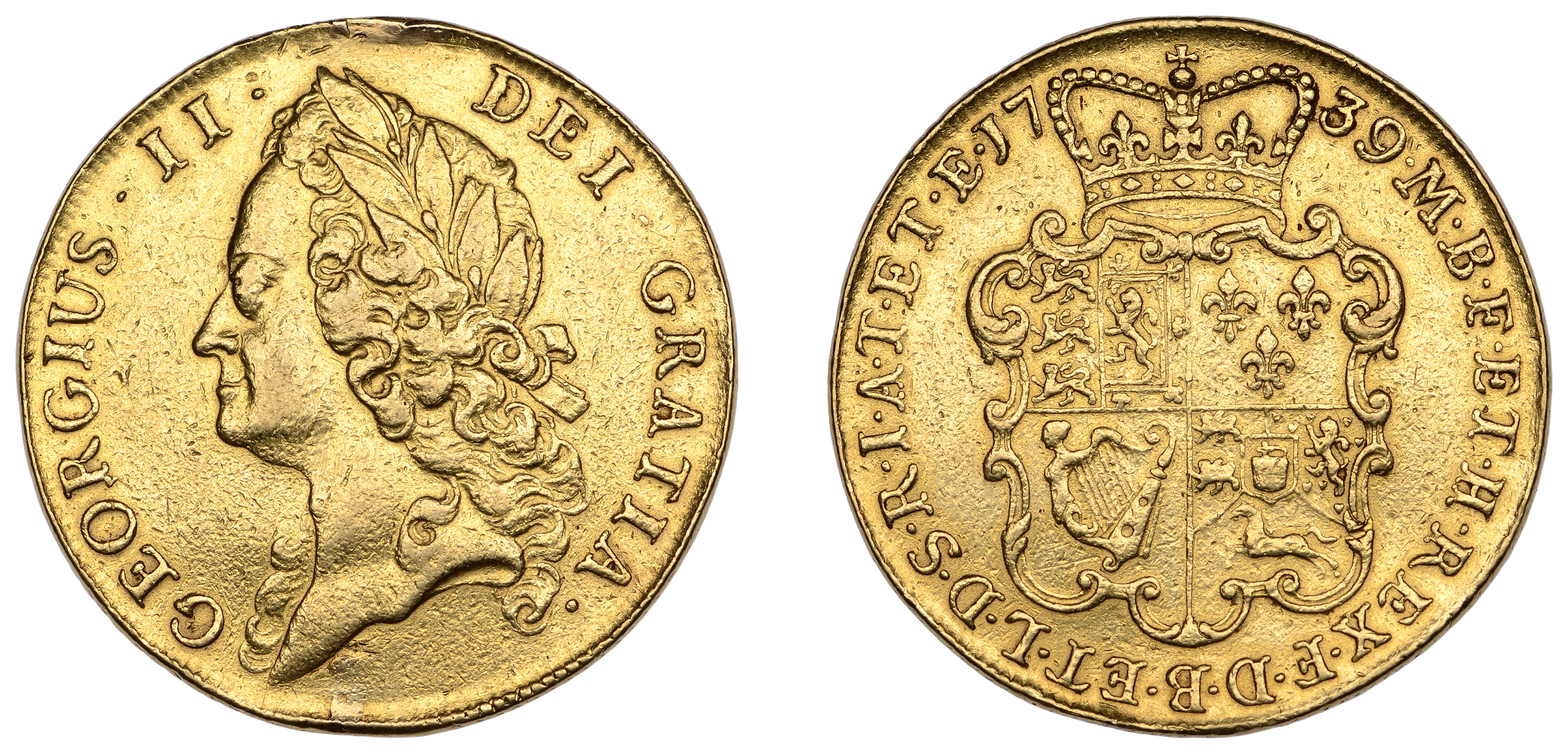 George II (1727-1760), Two-Guineas, 1739, second bust (MCE 293; EGC