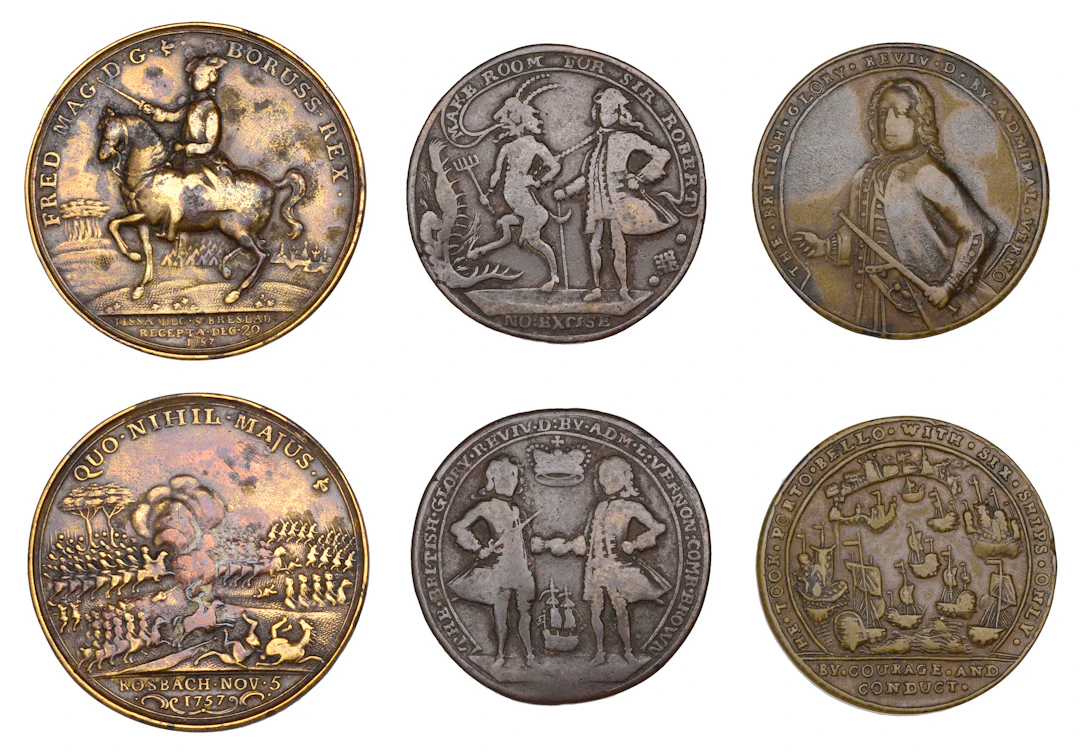 Porto Bello Taken, undated (1739), a copper pinchbeck medal, Admiral