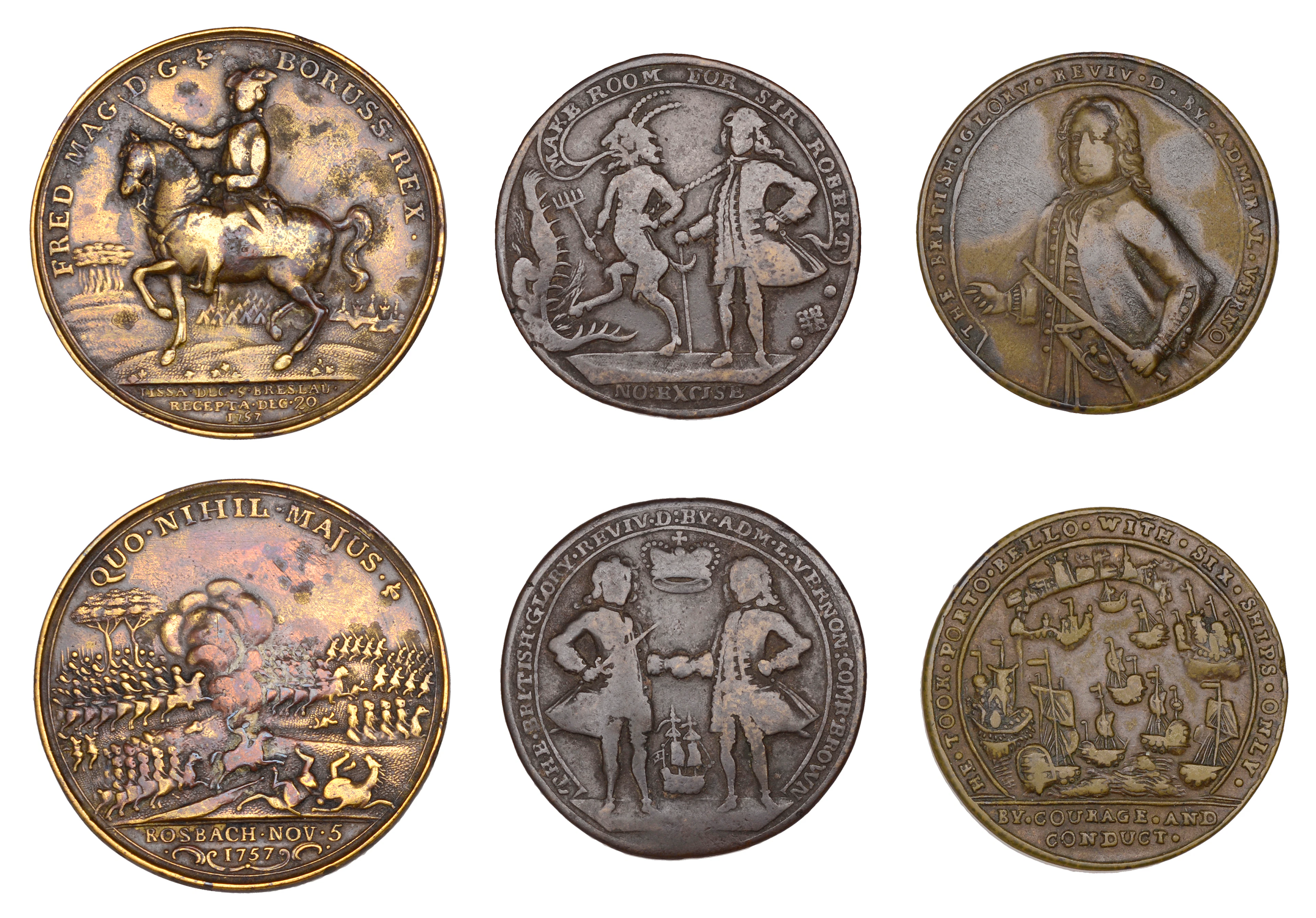 Porto Bello Taken, undated (1739), a copper pinchbeck medal, Admiral