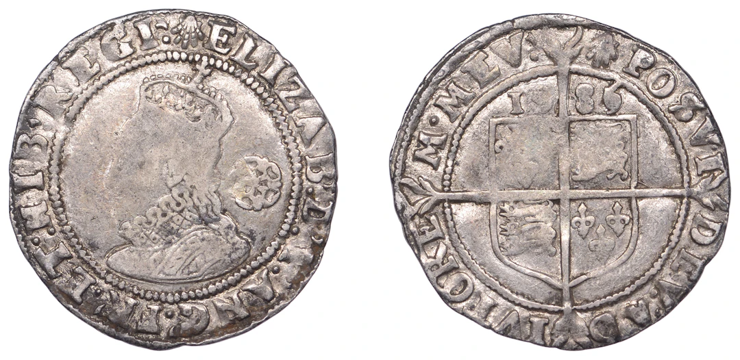 Elizabeth I (1558-1603), Sixth issue, Sixpence, 1586/5, mm. escallop
