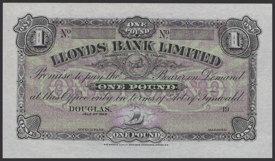 Lloyds Bank Limited, unissued £1, 19- (1935-42), no serial numbers