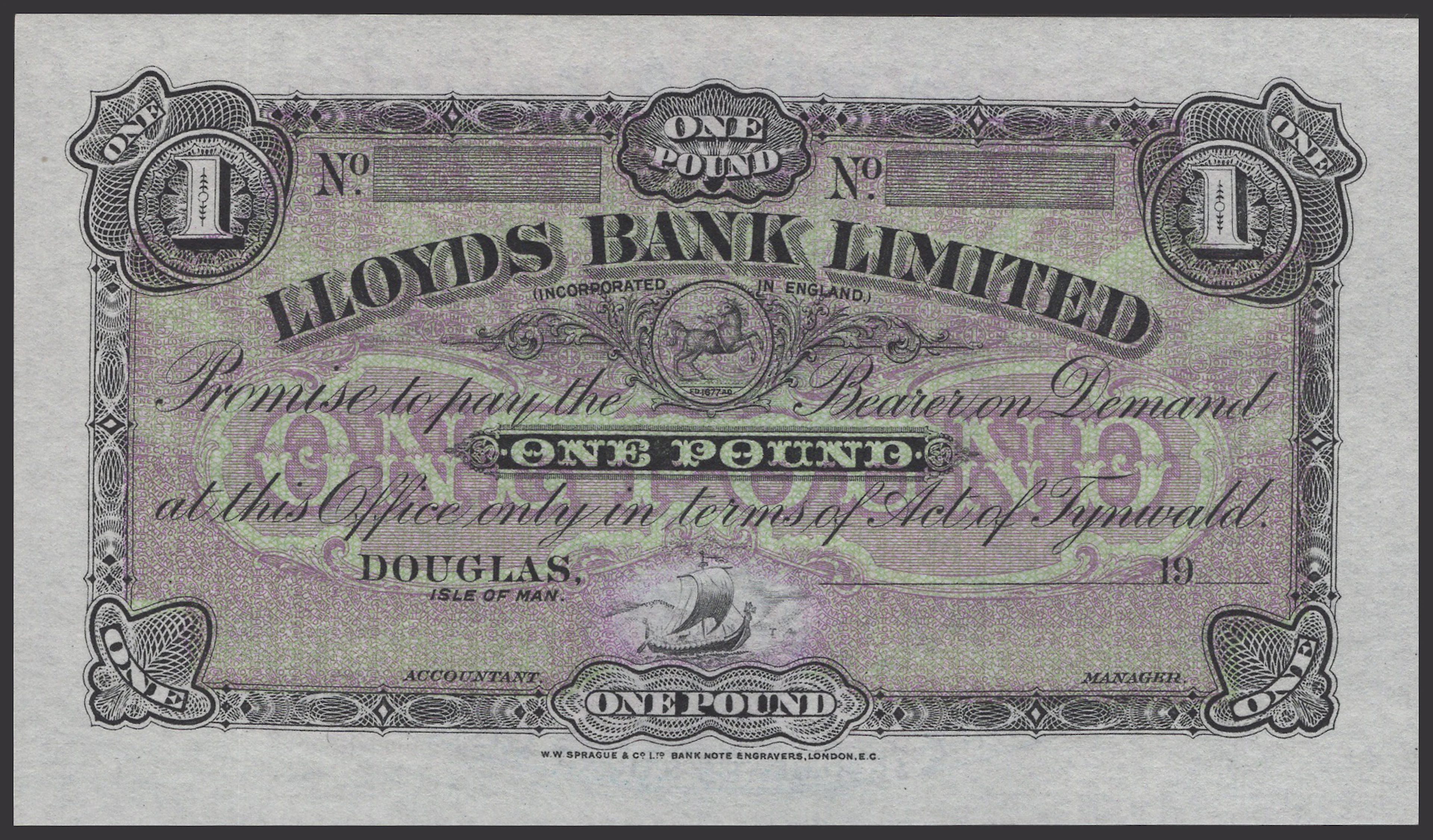 Lloyds Bank Limited, unissued £1, 19- (1935-42), no serial numbers
