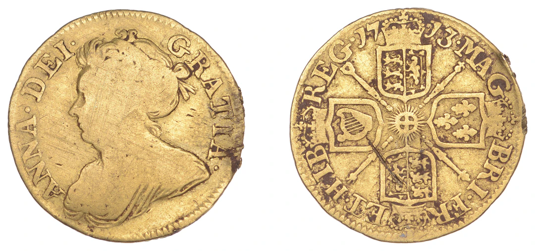 Anne (1702-1714), Half-Guinea, 1713 (MCE 236; EGC 492; S 3575). Poor £400-£500