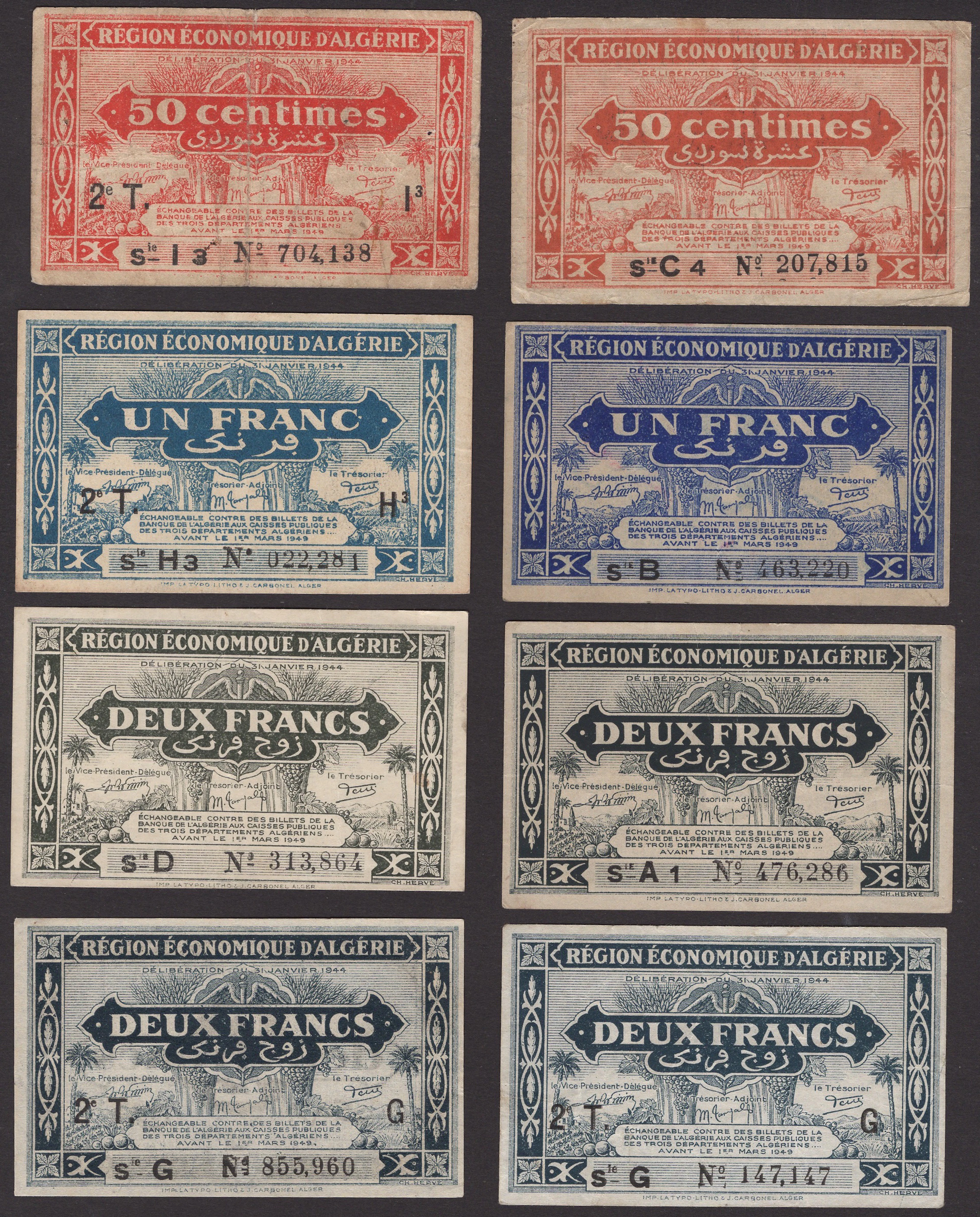 Region Economique d’Algerie, a group of the 1944 issue comprising