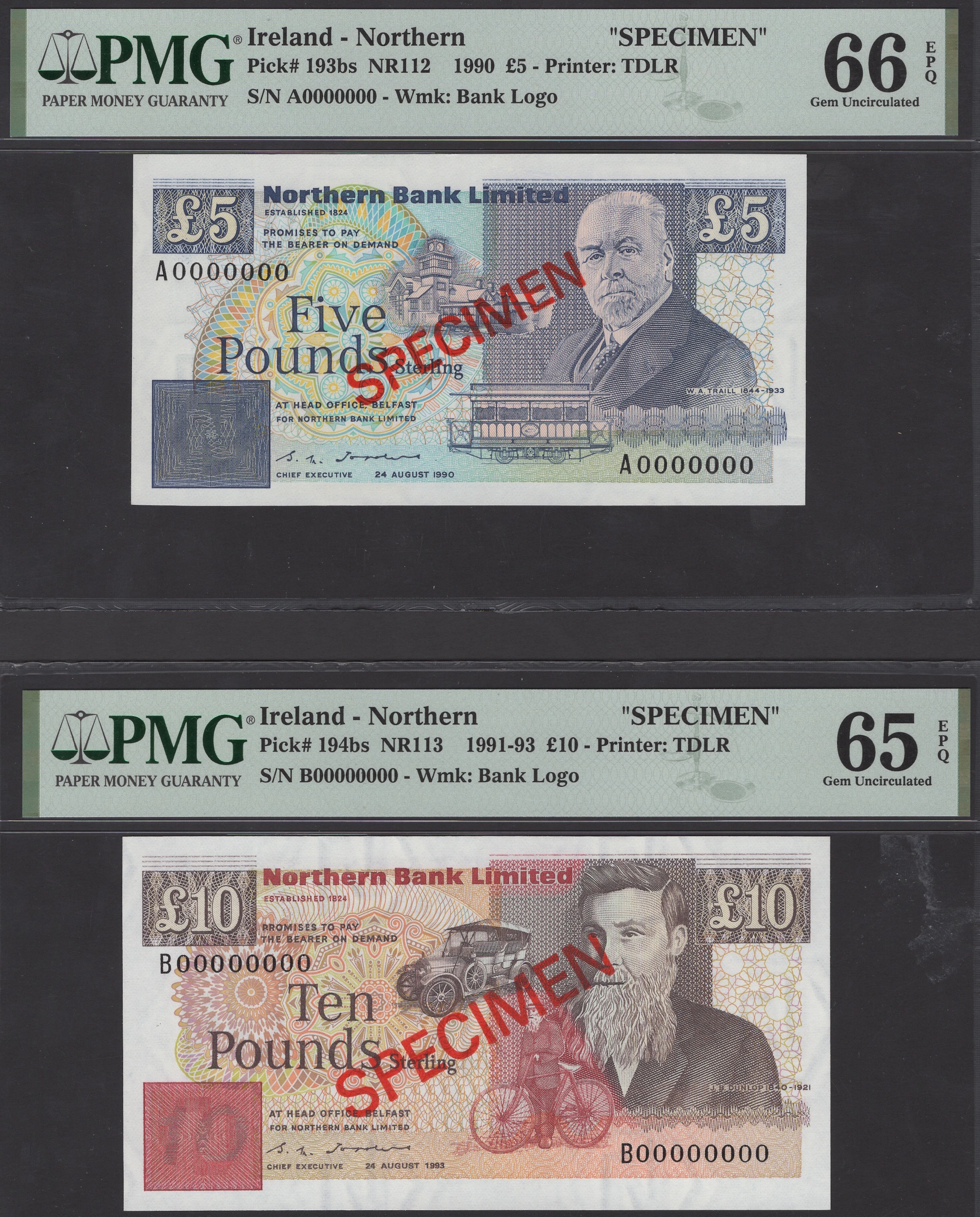 Northern Bank Limited, specimen £5, 24 August 1990, serial number